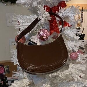 Divided Glossy Brown Mini Bag